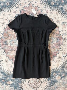 H&M Classic Black Sheath Dress with Waist Tie